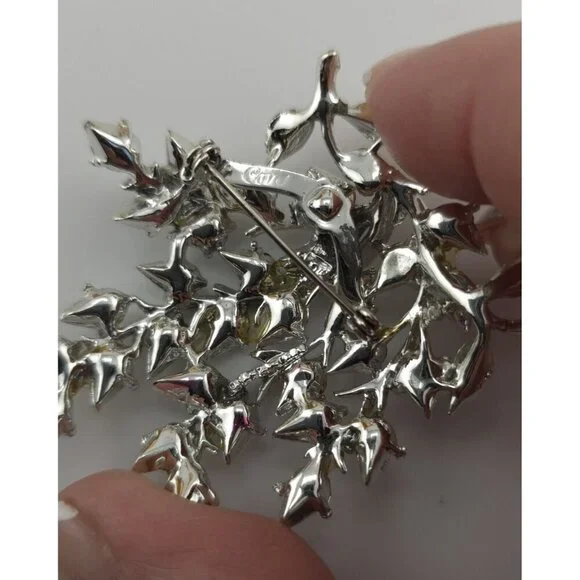 Vintage Signed Coro blue stone flower brooch - Picture 6 of 8